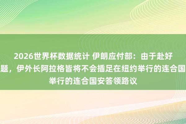 2026世界杯数据统计 伊朗应付部：由于赴好意思签证问题，伊外长阿拉格皆将不会插足在纽约举行的连合国安答领路议
