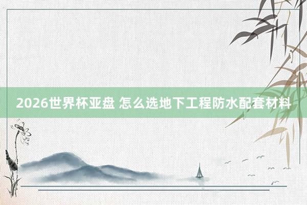 2026世界杯亚盘 怎么选地下工程防水配套材料