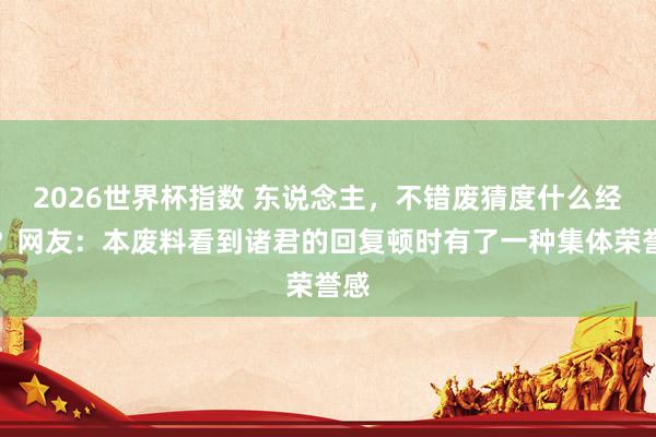 2026世界杯指数 东说念主，不错废猜度什么经由？网友：本废料看到诸君的回复顿时有了一种集体荣誉感