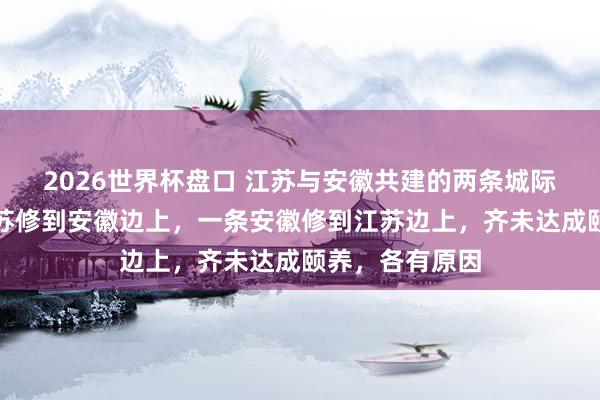 2026世界杯盘口 江苏与安徽共建的两条城际地铁,一条江苏修到安徽边上,一条安徽修到江苏边上,齐未达成颐养,各有原因