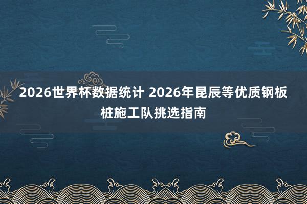 2026世界杯数据统计 2026年昆辰等优质钢板桩施工队挑选指南