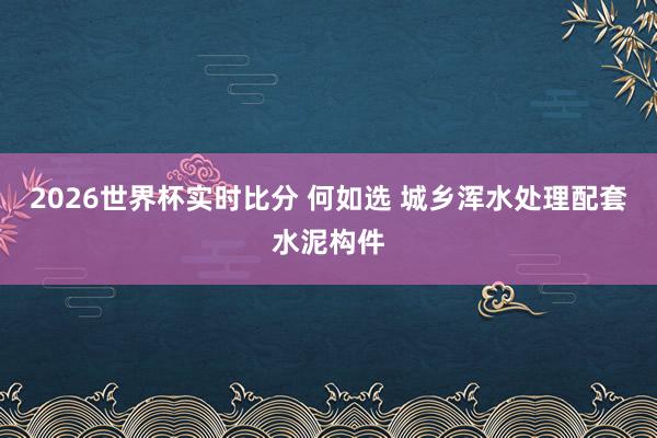 2026世界杯实时比分 何如选 城乡浑水处理配套水泥构件