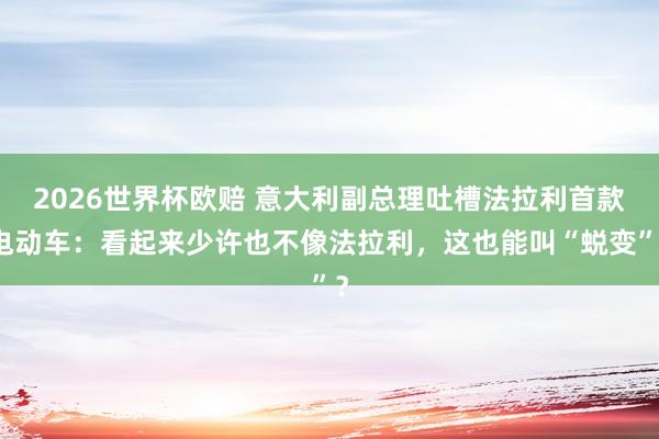 2026世界杯欧赔 意大利副总理吐槽法拉利首款电动车:看起来少许也不像法拉利,这也能叫“蜕变”?