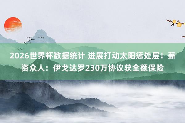 2026世界杯数据统计 进展打动太阳惩处层!薪资众人:伊戈达罗230万协议获全额保险