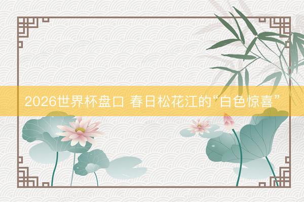 2026世界杯盘口 春日松花江的“白色惊喜”