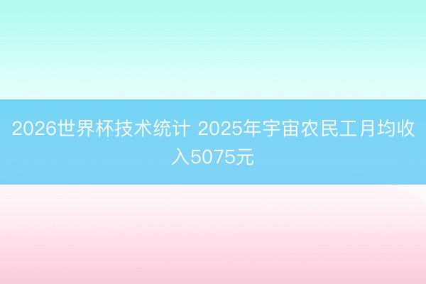 2026世界杯技术统计 2025年宇宙农民工月均收入5075元