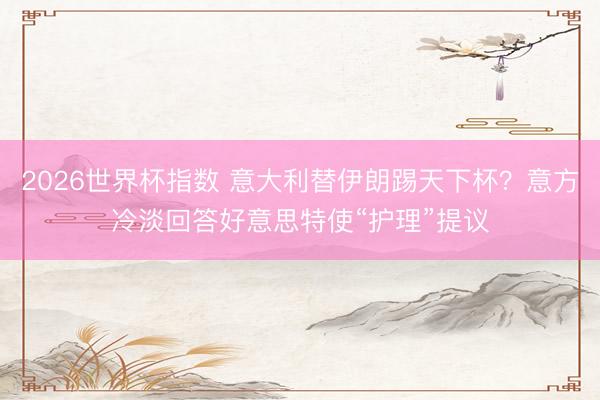 2026世界杯指数 意大利替伊朗踢天下杯?意方冷淡回答好意思特使“护理”提议