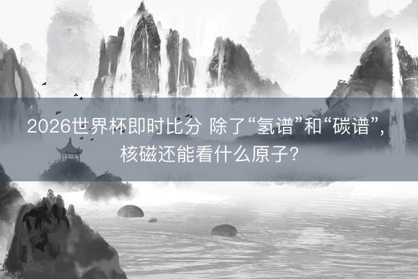 2026世界杯即时比分 除了“氢谱”和“碳谱”, 核磁还能看什么原子?