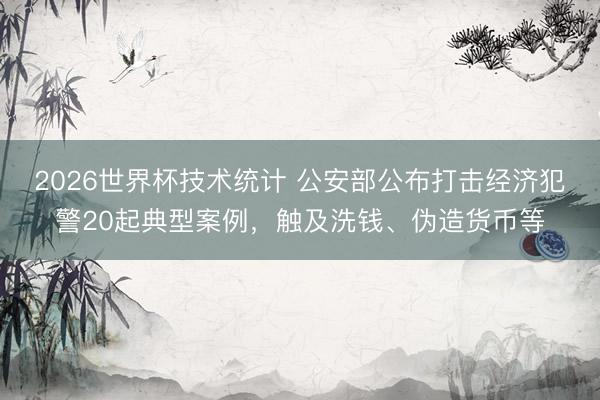 2026世界杯技术统计 公安部公布打击经济犯警20起典型案例,触及洗钱、伪造货币等